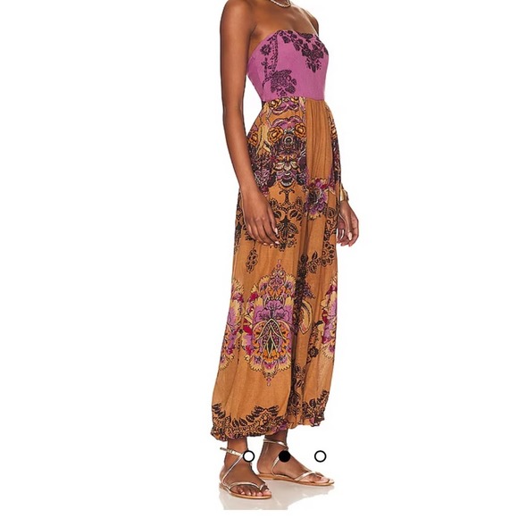 Free People Pants - Free People Jumpsuit size s indigo sun golden combo